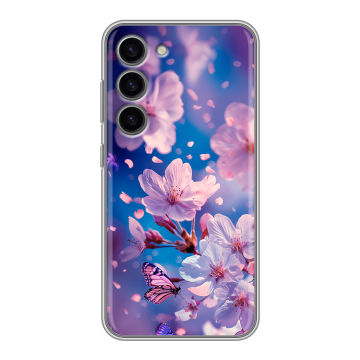 Силиконовый чехол на Samsung Galaxy S23 с принтом цветы бабочки Силиконовый чехол на Samsung Galaxy S23 с принтом цветы бабочки