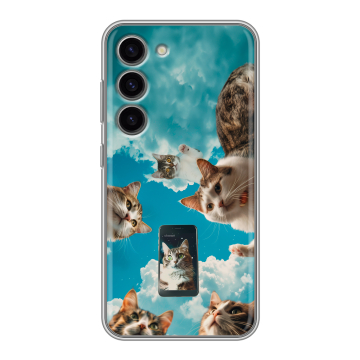 Силиконовый чехол на Samsung Galaxy S23 с принтом котики Силиконовый чехол на Samsung Galaxy S23 с принтом котики