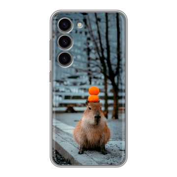 Силиконовый чехол на Samsung Galaxy S23 с принтом капибара Силиконовый чехол на Samsung Galaxy S23 с принтом капибара