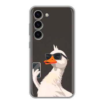 Силиконовый чехол на Samsung Galaxy S23 с принтом утка в очках Силиконовый чехол на Samsung Galaxy S23 с принтом утка в очках