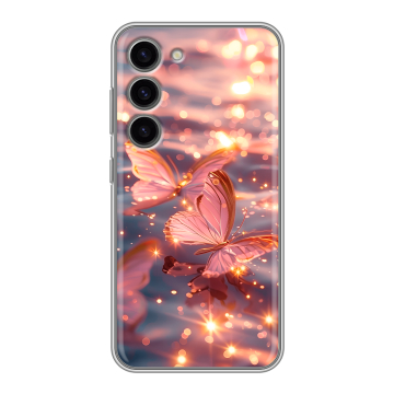 Силиконовый чехол на Samsung Galaxy S23 с принтом бабочки розовые Силиконовый чехол на Samsung Galaxy S23 с принтом бабочки розовые