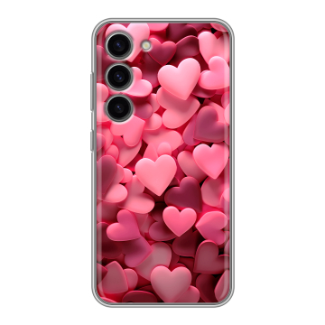 Силиконовый чехол на Samsung Galaxy S23 с принтом розовые сердечки