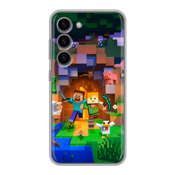 Силиконовый чехол на Samsung Galaxy S23 с принтом Майнкрафт Minecraft