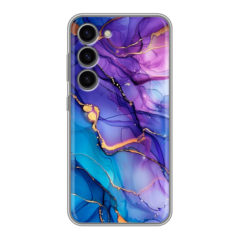 Силиконовый противоударный чехол на Samsung Galaxy S23 с принтом синий мрамор Силиконовый противоударный чехол на Samsung Galaxy S23 с принтом синий мрамор