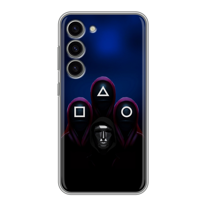 Силиконовый противоударный чехол на Samsung Galaxy S23 с принтом Игра Кальмара Силиконовый противоударный чехол на Samsung Galaxy S23 с принтом Игра Кальмара