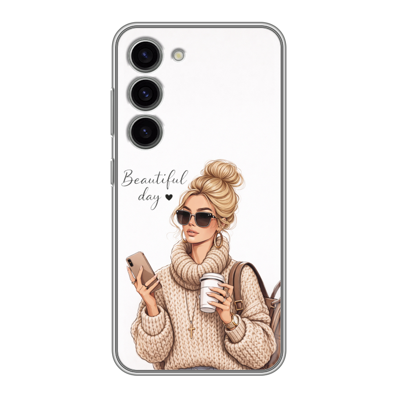 Силиконовый противоударный чехол на Samsung Galaxy S23 с принтом женский Силиконовый противоударный чехол на Samsung Galaxy S23 с принтом женский