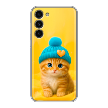 Силиконовый чехол на Samsung Galaxy S23 Plus с принтом Котенок в шапке