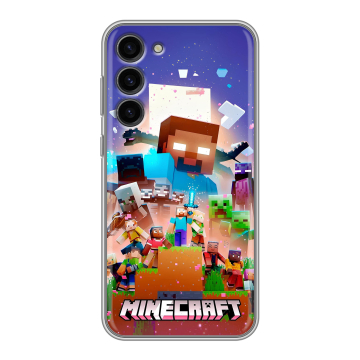 Силиконовый чехол на Samsung Galaxy S23 Plus с принтом Майнкрафт Minecraft