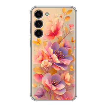 Силиконовый чехол на Samsung Galaxy S23 Plus с принтом Цветы и бабочки Силиконовый чехол на Samsung Galaxy S23 Plus с принтом Цветы и бабочки