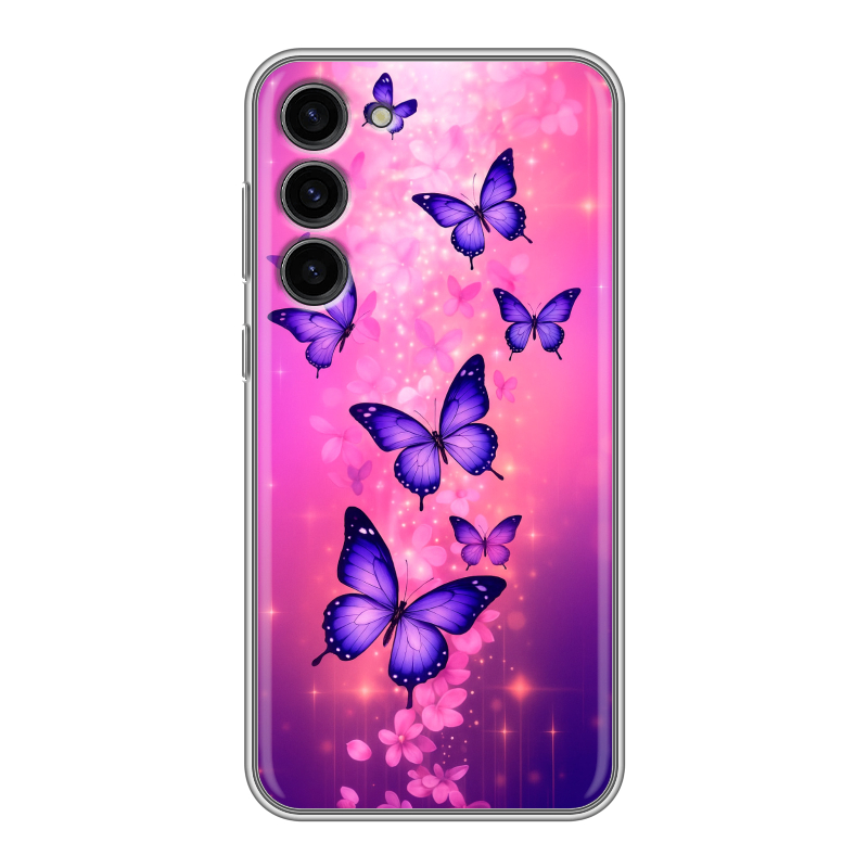 Силиконовый противоударный чехол на Samsung Galaxy S23 Plus с принтом Бабочки Силиконовый противоударный чехол на Samsung Galaxy S23 Plus с принтом Бабочки