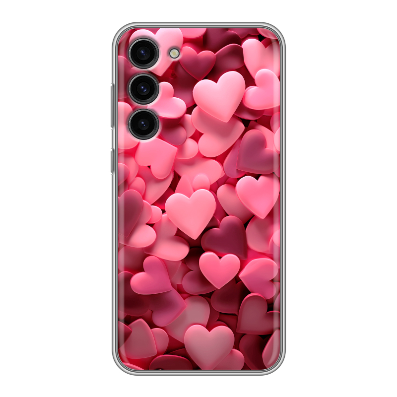 Силиконовый чехол на Samsung Galaxy S23 Plus с принтом розовые сердечки Силиконовый чехол на Samsung Galaxy S23 Plus с принтом розовые сердечки