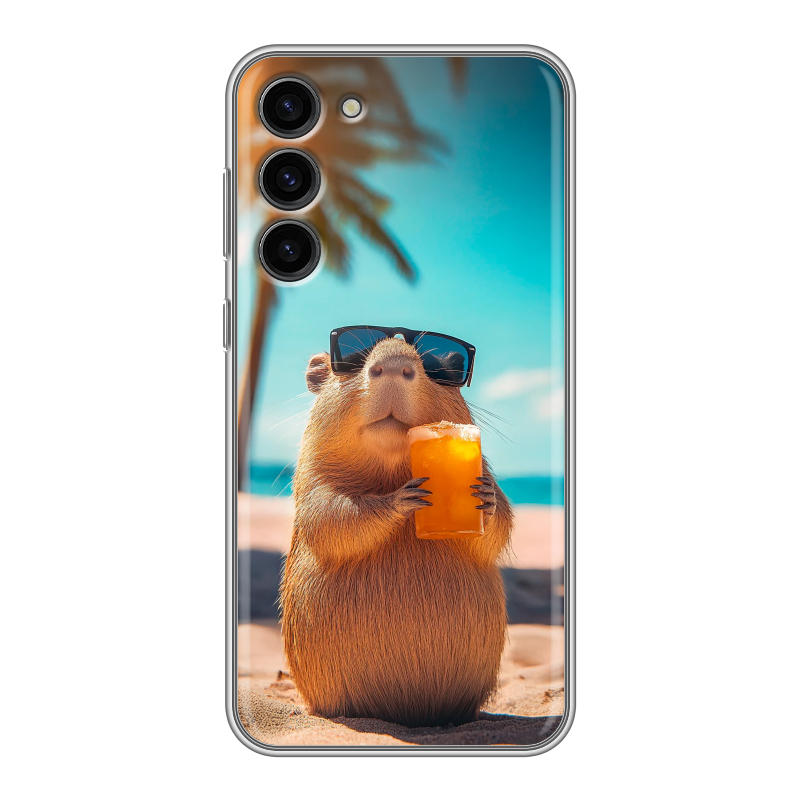 Силиконовый противоударный чехол на Samsung Galaxy S23 Plus с принтом Капибара Силиконовый противоударный чехол на Samsung Galaxy S23 Plus с принтом Капибара