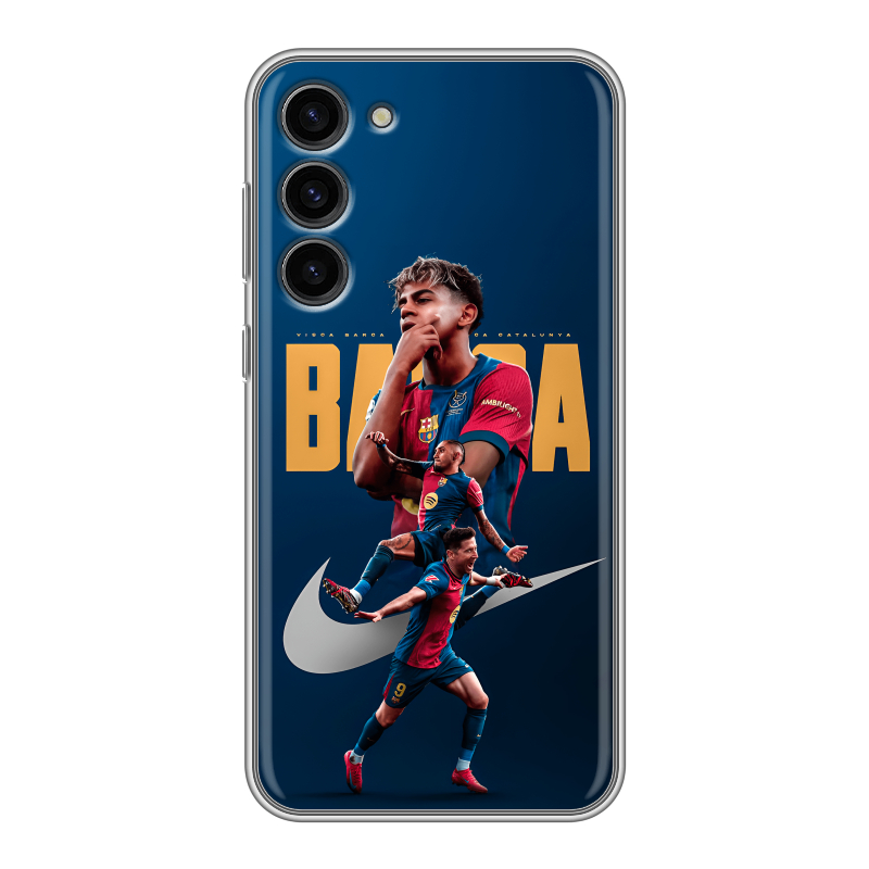 Силиконовый противоударный чехол на Samsung Galaxy S23 Plus с принтом Барселона Barca Yamal Силиконовый противоударный чехол на Samsung Galaxy S23 Plus с принтом Барселона Barca Yamal
