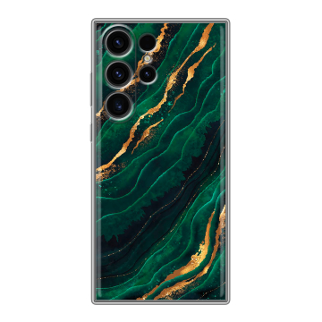 Силиконовый чехол на Samsung Galaxy S23 Ultra с принтом Мрамор зеленое золото Силиконовый чехол на Samsung Galaxy S23 Ultra с принтом Мрамор зеленое золото