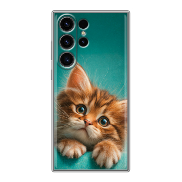 Силиконовый чехол на Samsung Galaxy S23 Ultra с принтом котенок