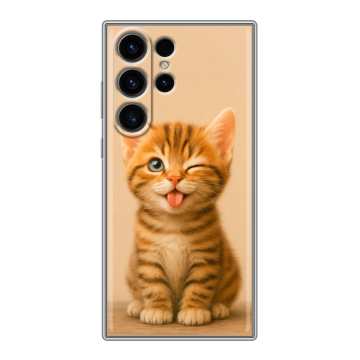 Силиконовый чехол на Samsung Galaxy S23 Ultra с принтом котенок
