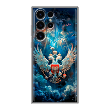 Силиконовый чехол на Samsung Galaxy S23 Ultra с принтом Герб флаг России