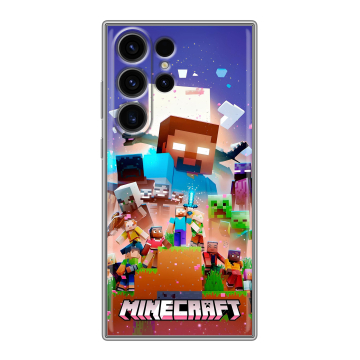 Силиконовый чехол на Samsung Galaxy S23 Ultra с принтом Майнкрафт Minecraft