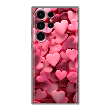 Силиконовый чехол на Samsung Galaxy S23 Ultra с принтом розовые сердечки Силиконовый чехол на Samsung Galaxy S23 Ultra с принтом розовые сердечки