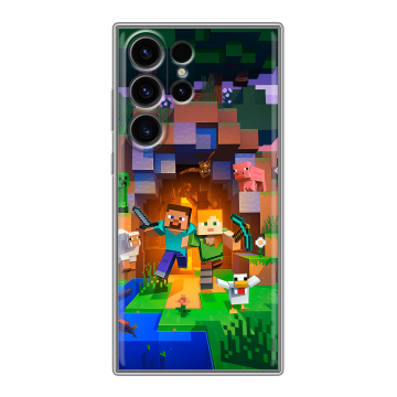 Силиконовый чехол на Samsung Galaxy S23 Ultra с принтом Майнкрафт Minecraft