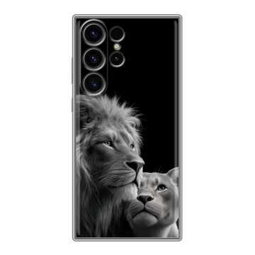 Силиконовый чехол на Samsung Galaxy S23 Ultra с принтом Лев кошки