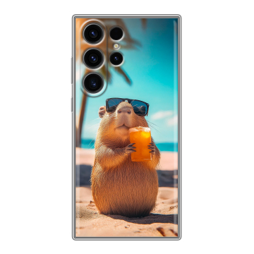 Силиконовый чехол на Samsung Galaxy S23 Ultra с принтом Капибара Силиконовый чехол на Samsung Galaxy S23 Ultra с принтом Капибара