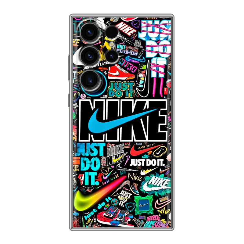 Силиконовый чехол на Samsung Galaxy S23 Ultra с принтом найк nike черный Силиконовый чехол на Samsung Galaxy S23 Ultra с принтом найк nike черный
