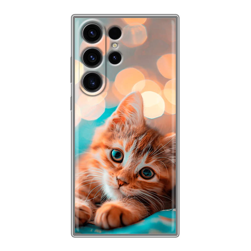 Силиконовый чехол на Samsung Galaxy S23 Ultra с принтом котик Силиконовый чехол на Samsung Galaxy S23 Ultra с принтом котик