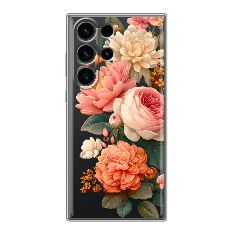 Силиконовый чехол на Samsung Galaxy S23 Ultra с принтом цветы Силиконовый чехол на Samsung Galaxy S23 Ultra с принтом цветы