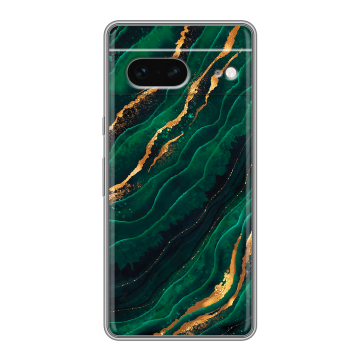 Силиконовый чехол на Google Pixel 7 с принтом Мрамор зеленое золото