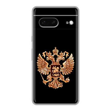 Силиконовый чехол на Google Pixel 7 с принтом Герб России золотой Силиконовый чехол на Google Pixel 7 с принтом Герб России золотой