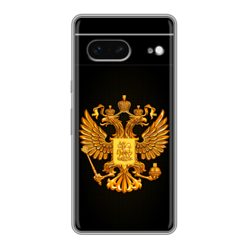 Силиконовый чехол на Google Pixel 7 с принтом Герб России желтый Силиконовый чехол на Google Pixel 7 с принтом Герб России желтый