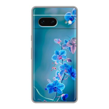 Силиконовый чехол на Google Pixel 7 с принтом Голубые цветы Силиконовый чехол на Google Pixel 7 с принтом Голубые цветы
