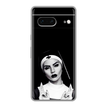 Силиконовый чехол на Google Pixel 7 с принтом монашка Силиконовый чехол на Google Pixel 7 с принтом монашка