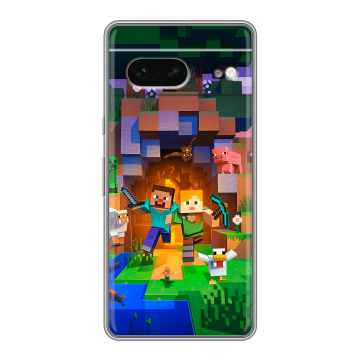 Силиконовый чехол на Google Pixel 7 с принтом Майнкрафт Minecraft Силиконовый чехол на Google Pixel 7 с принтом Майнкрафт Minecraft