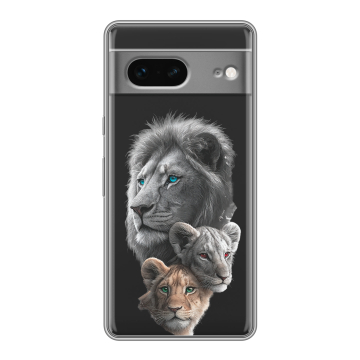 Силиконовый чехол на Google Pixel 7 с принтом Львы Силиконовый чехол на Google Pixel 7 с принтом Львы