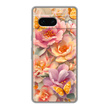 Силиконовый чехол на Google Pixel 7 с принтом Цветы и бабочки Силиконовый чехол на Google Pixel 7 с принтом Цветы и бабочки