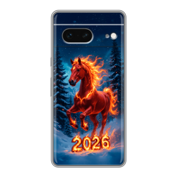 Силиконовый чехол на Google Pixel 7 с принтом Новый год коня Силиконовый чехол на Google Pixel 7 с принтом Новый год коня