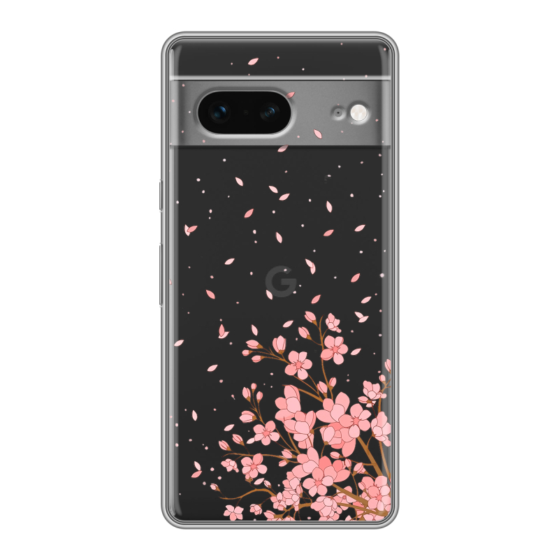 Силиконовый противоударный чехол на Google Pixel 7 с принтом Ветка сакуры Силиконовый противоударный чехол на Google Pixel 7 с принтом Ветка сакуры