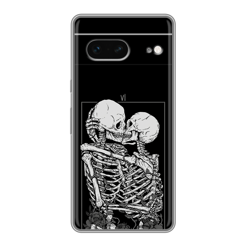 Силиконовый чехол на Google Pixel 7 с принтом Поцелуй скелетов Силиконовый чехол на Google Pixel 7 с принтом Поцелуй скелетов