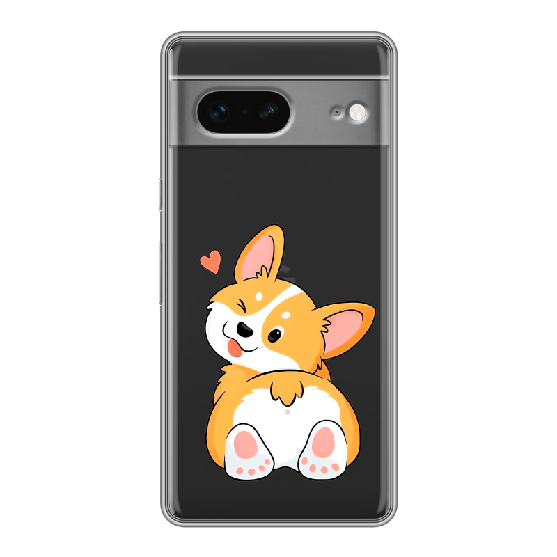 Силиконовый противоударный чехол на Google Pixel 7 с принтом Корги Силиконовый противоударный чехол на Google Pixel 7 с принтом Корги