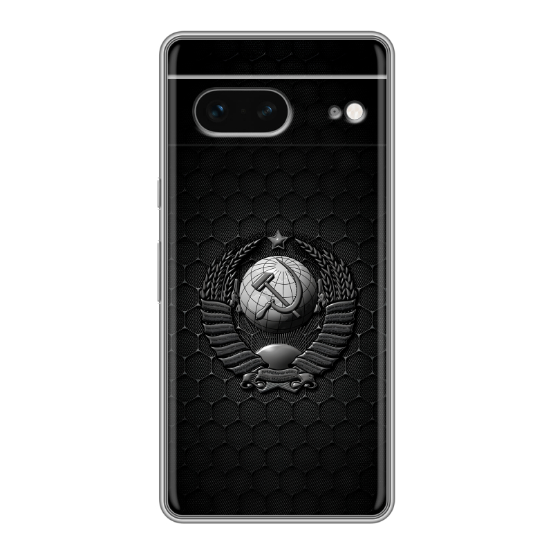 Силиконовый противоударный чехол на Google Pixel 7 с принтом Герб Флаг СССР Силиконовый противоударный чехол на Google Pixel 7 с принтом Герб Флаг СССР