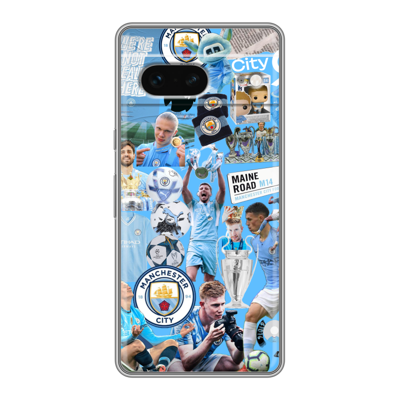 Силиконовый противоударный чехол на Google Pixel 7 с принтом Man City Манчестер Сити Силиконовый противоударный чехол на Google Pixel 7 с принтом Man City Манчестер Сити