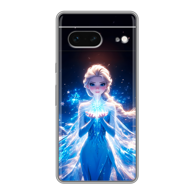 Силиконовый чехол на Google Pixel 7 с принтом Холодное сердце Frozen Силиконовый чехол на Google Pixel 7 с принтом Холодное сердце Frozen