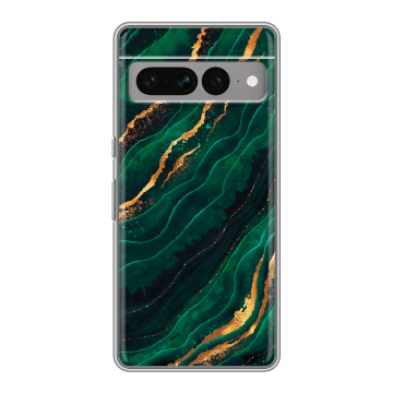 Силиконовый чехол на Google Pixel 7 Pro с принтом Мрамор зеленое золото Силиконовый чехол на Google Pixel 7 Pro с принтом Мрамор зеленое золото