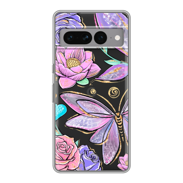 Силиконовый чехол на Google Pixel 7 Pro с принтом Бабочки и цветы Силиконовый чехол на Google Pixel 7 Pro с принтом Бабочки и цветы
