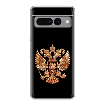 Силиконовый чехол на Google Pixel 7 Pro с принтом Герб России золотой Силиконовый чехол на Google Pixel 7 Pro с принтом Герб России золотой
