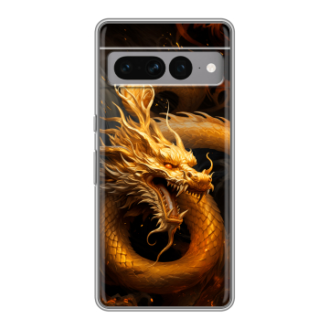 Силиконовый чехол на Google Pixel 7 Pro с принтом Золотой дракон Силиконовый чехол на Google Pixel 7 Pro с принтом Золотой дракон