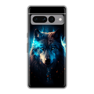Силиконовый чехол на Google Pixel 7 Pro с принтом Волк ночной Силиконовый чехол на Google Pixel 7 Pro с принтом Волк ночной