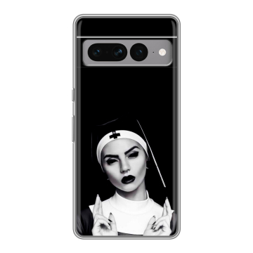 Силиконовый чехол на Google Pixel 7 Pro с принтом монашка Силиконовый чехол на Google Pixel 7 Pro с принтом монашка